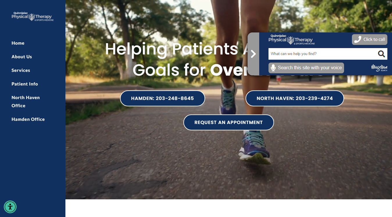 Website screenshot for Quinnipiac Physical Therapy & Sports Medicine