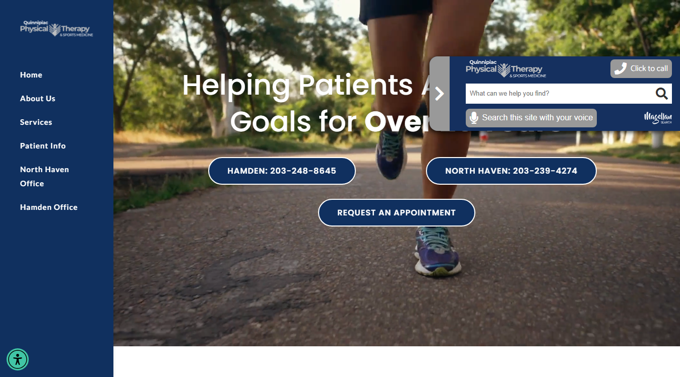 Website screenshot for Quinnipiac Physical Therapy & Sports Medicine