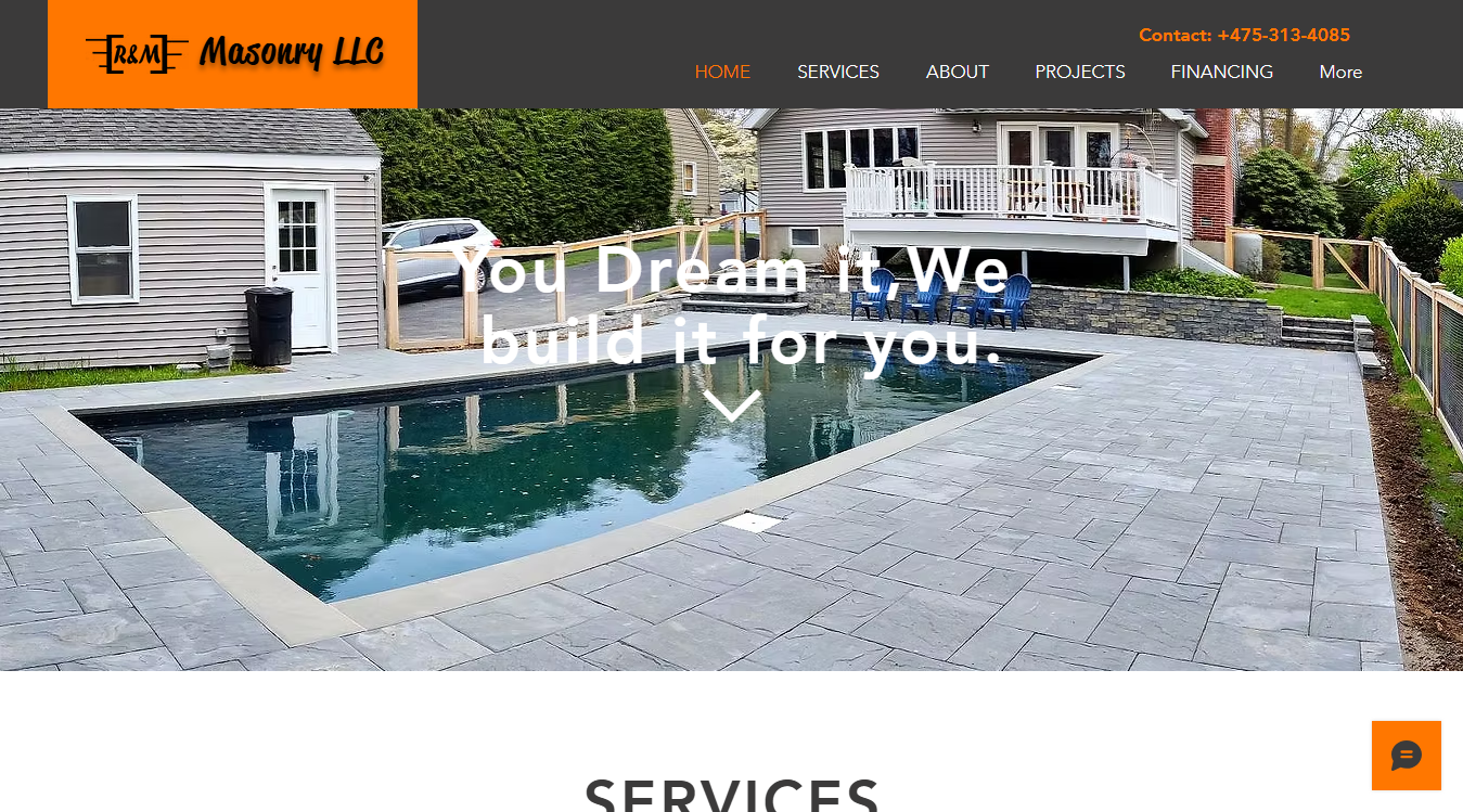 Website screenshot for R&M Masonry LLC
