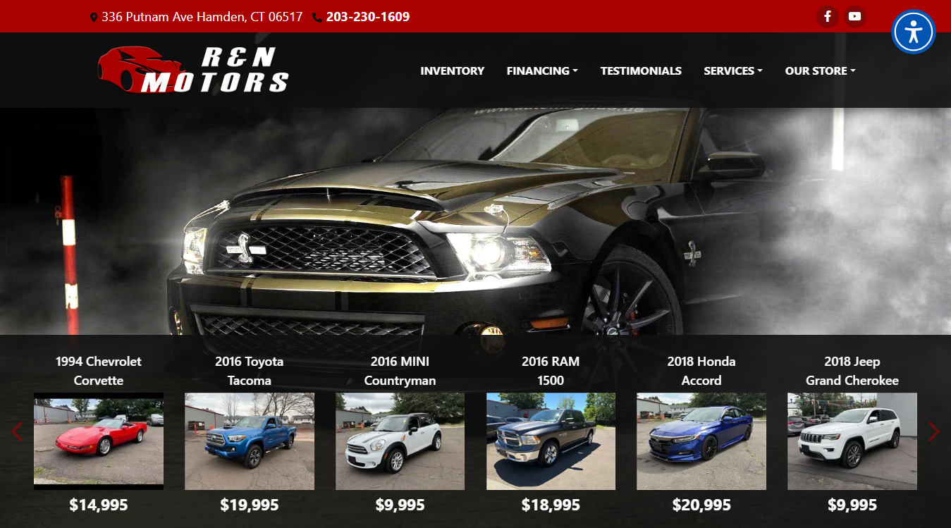 Website screenshot for R & N Motors