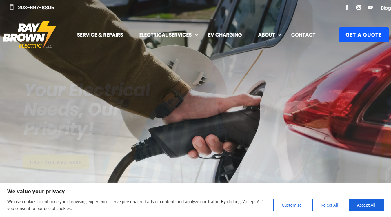 Website screenshot for Ray Brown Electric LLC
