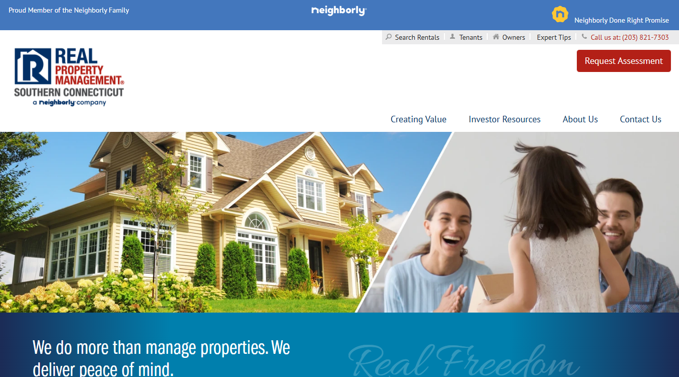 Website screenshot for Real Property Management Southern Connecticut
