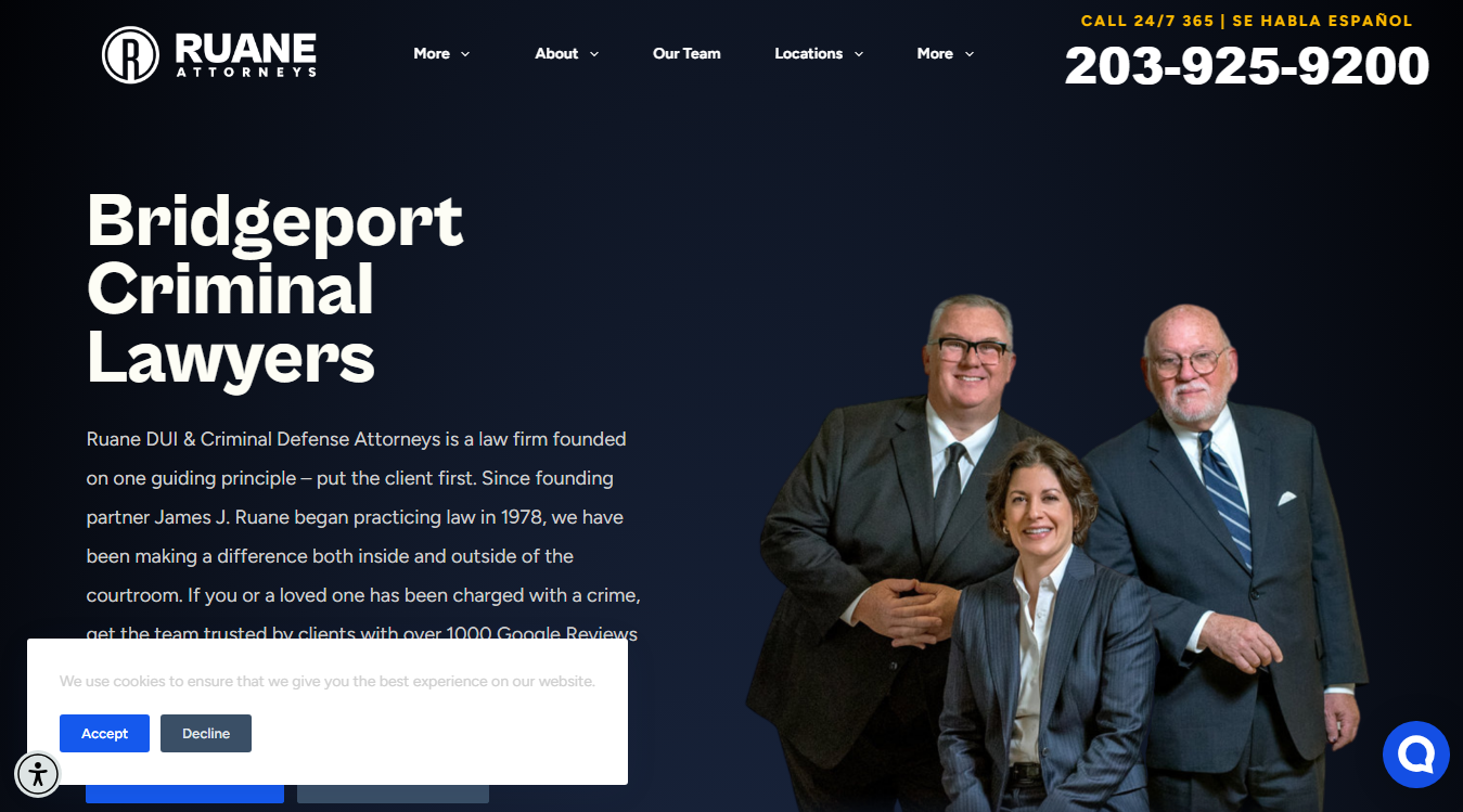 Website screenshot for Ruane DUI & Criminal Defense Attorneys