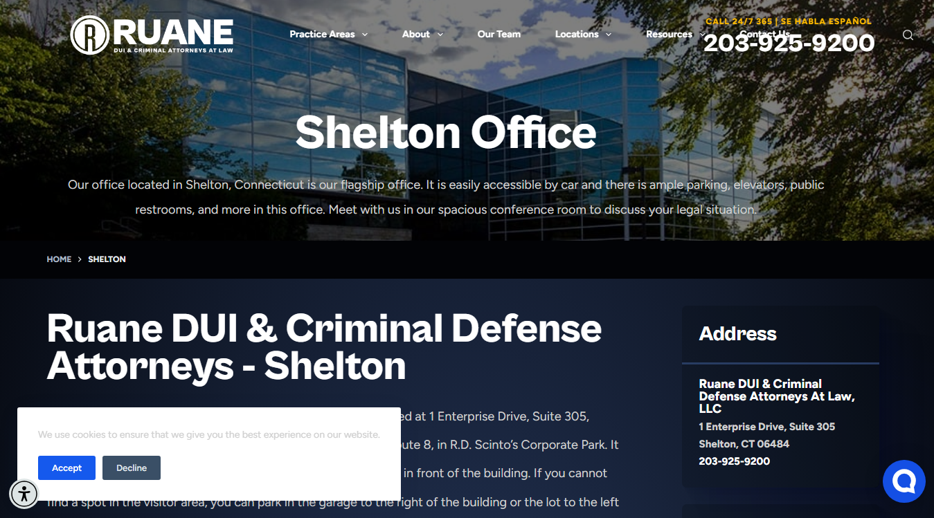 Website screenshot for Ruane DUI & Criminal Defense Attorneys