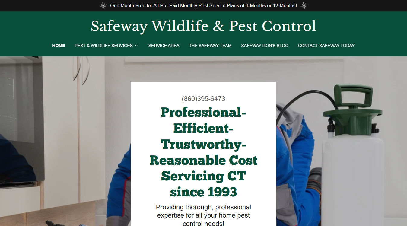 Website screenshot for Safeway Wildlife Control