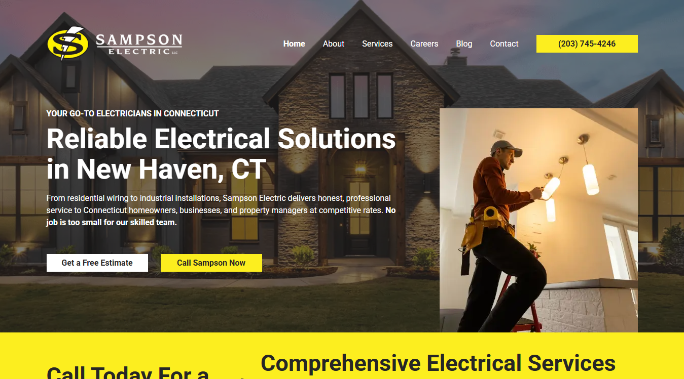 Website screenshot for Sampson Electric LLC