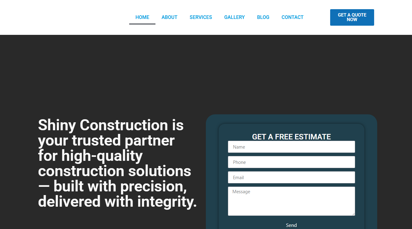 Website screenshot for SHINY CONSTRUCTION LLC