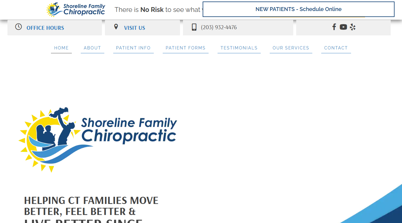 Website screenshot for Shoreline Family Chiropractic - Dr. Matthew Paterna
