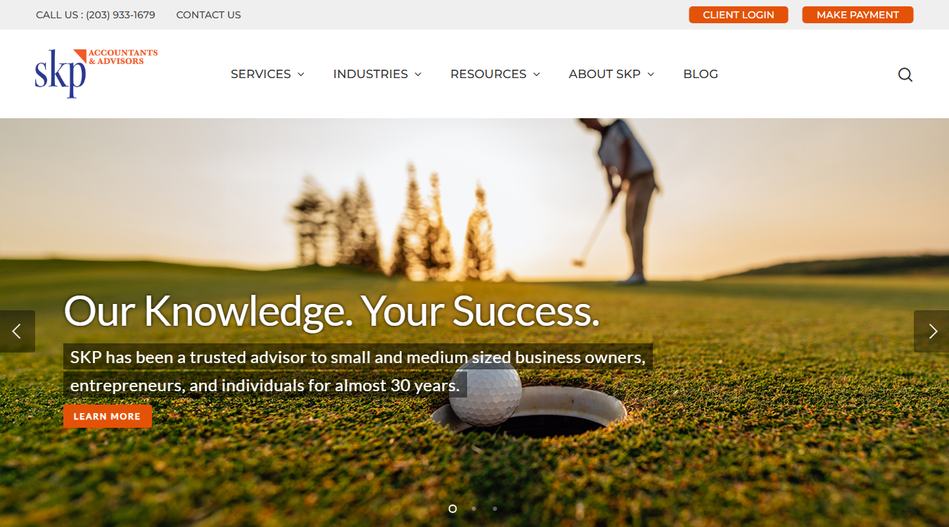 Website screenshot for SKP Accountants and Advisors, CPA's