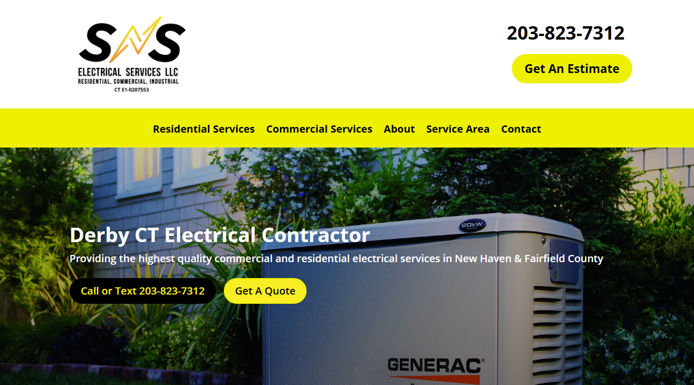 Website screenshot for SNS Electrical Services