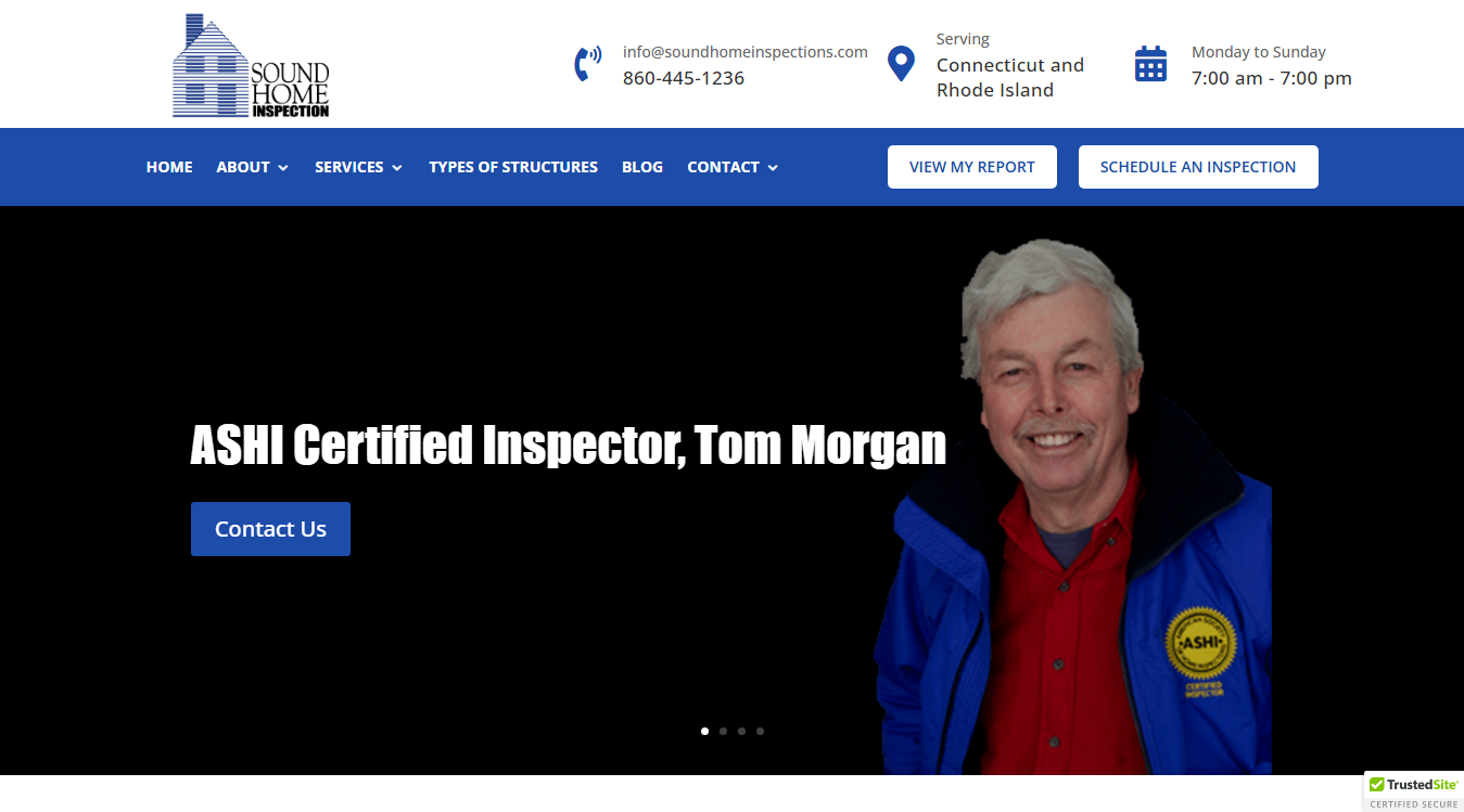 Website screenshot for Sound Home Inspection LLC