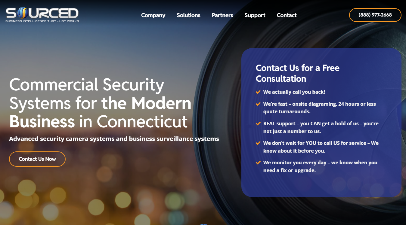 Website screenshot for Sourced Security Solutions
