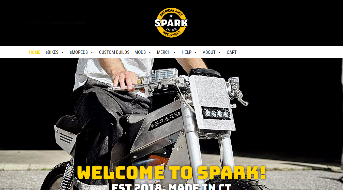 Website screenshot for Spark Cycleworks