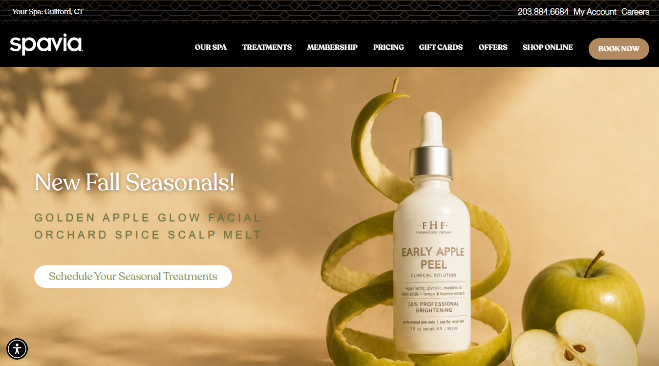 Website screenshot for Spavia Guilford Commons
