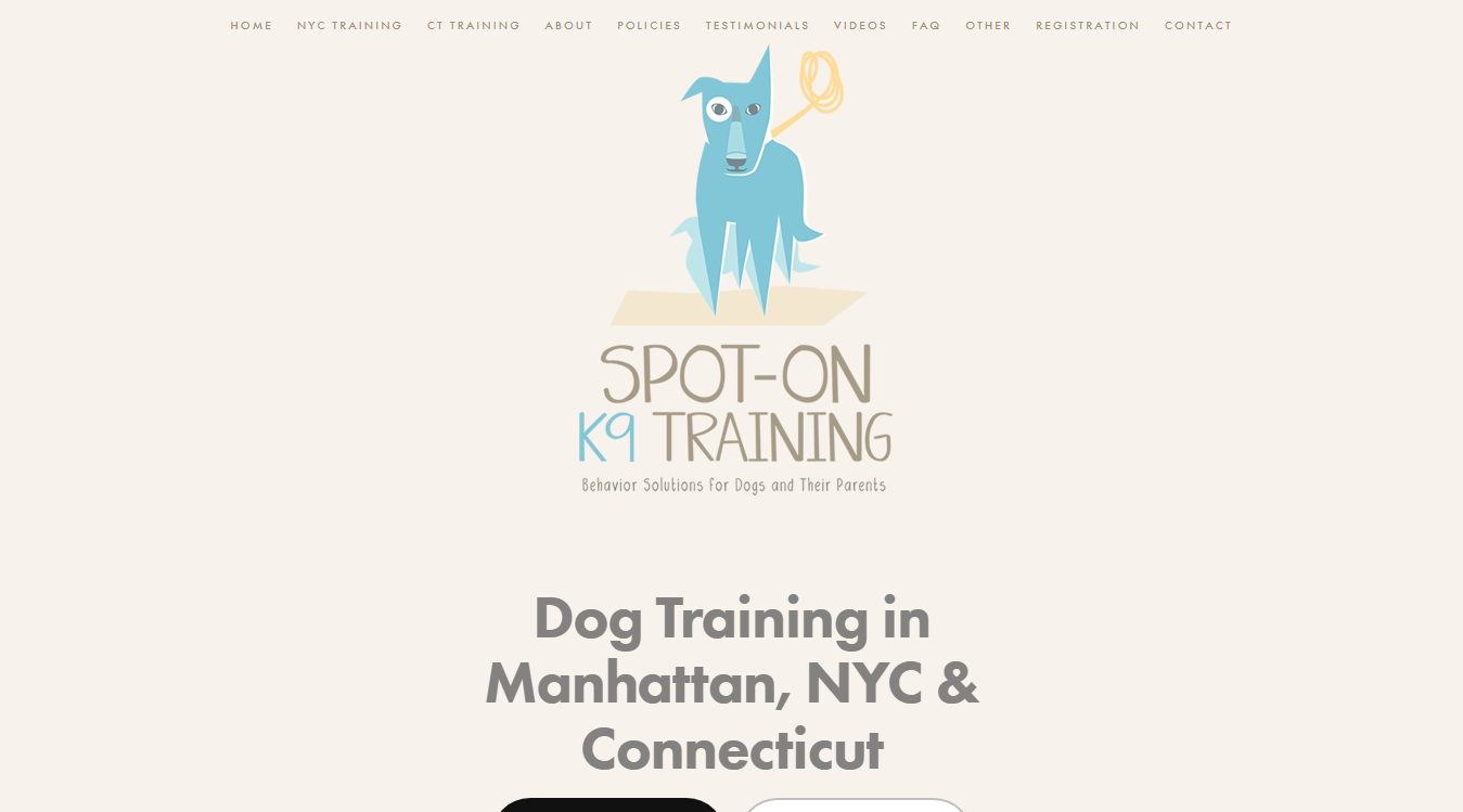 Website screenshot for Spot-On K9 Training