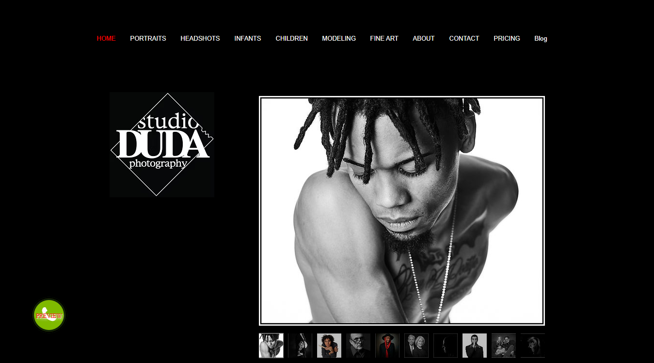 Website screenshot for StudioDUDA Photography