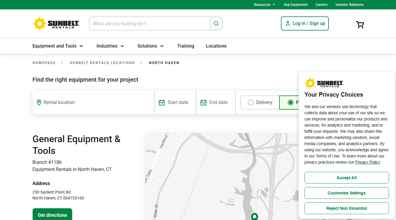 Website screenshot for Sunbelt Rentals