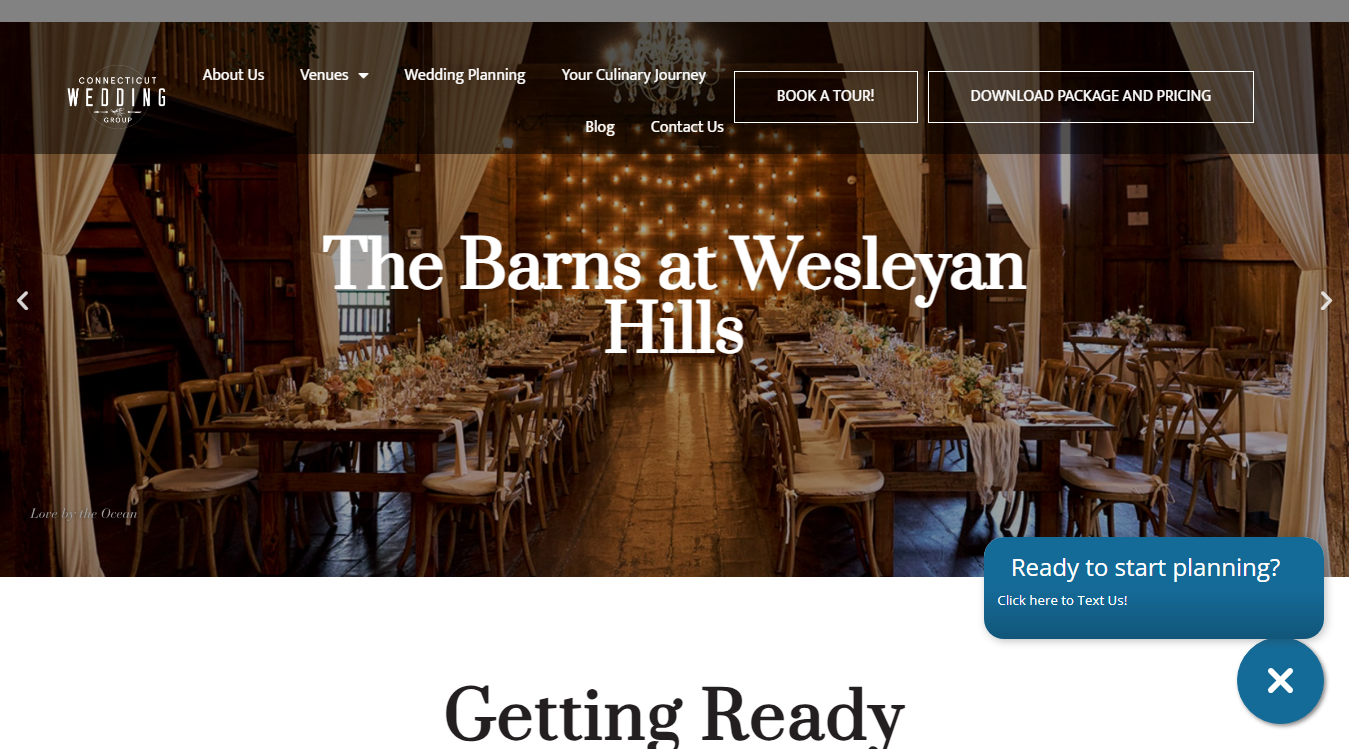 Website screenshot for The Barns at Wesleyan Hills