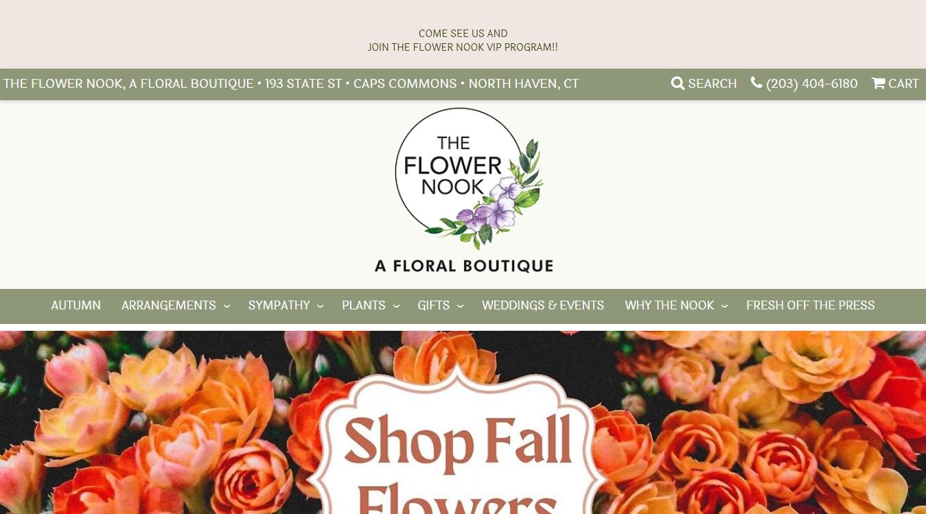 Website screenshot for The Flower Nook