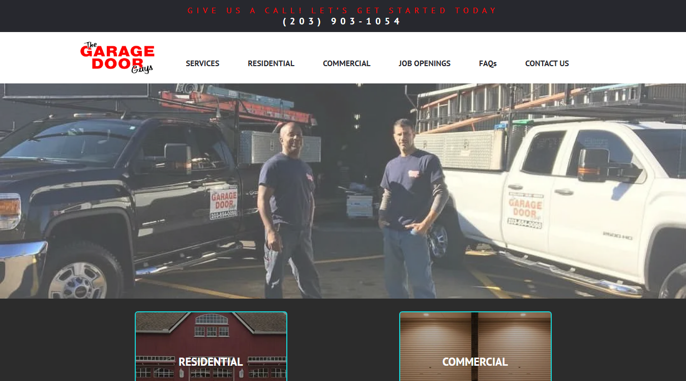Website screenshot for The Garage Door Guys, LLC