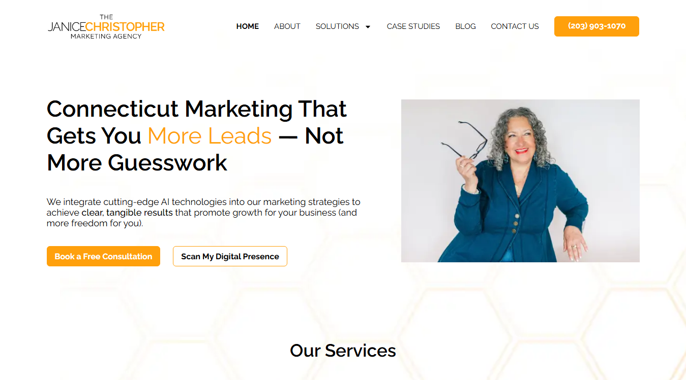 Website screenshot for The Janice Christopher Marketing Agency