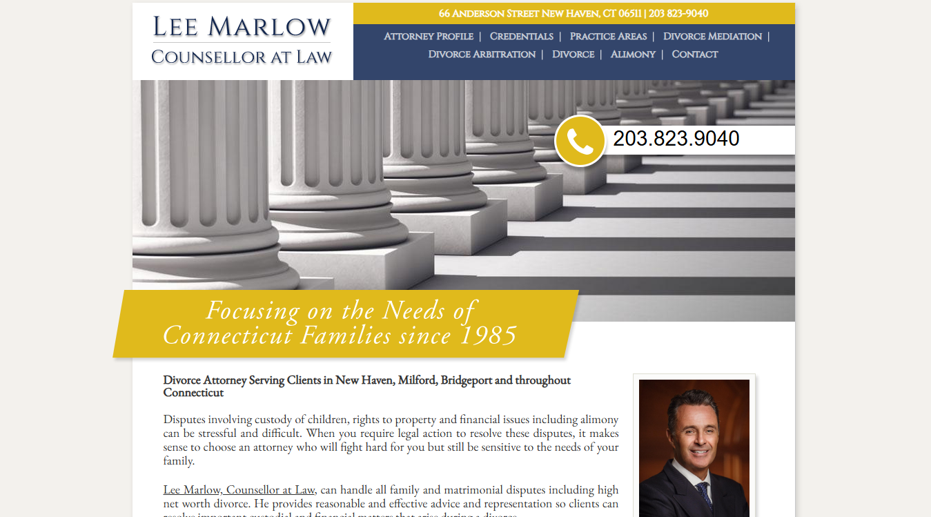 Website screenshot for The Law Offices of Lee Marlow