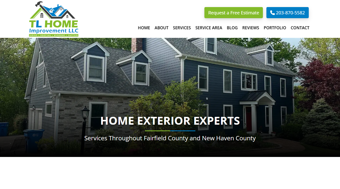 Website screenshot for TL Home Improvement LLC