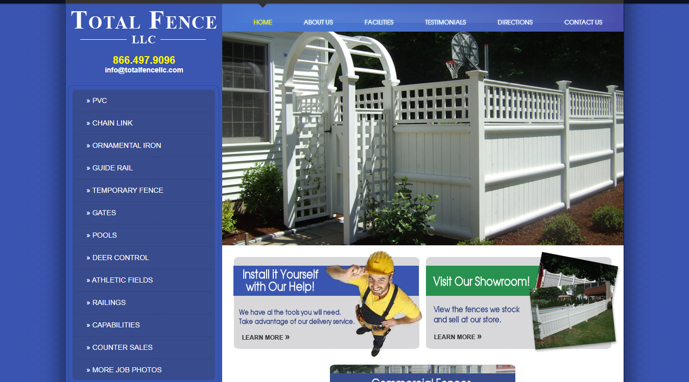 Website screenshot for Total Fence LLC