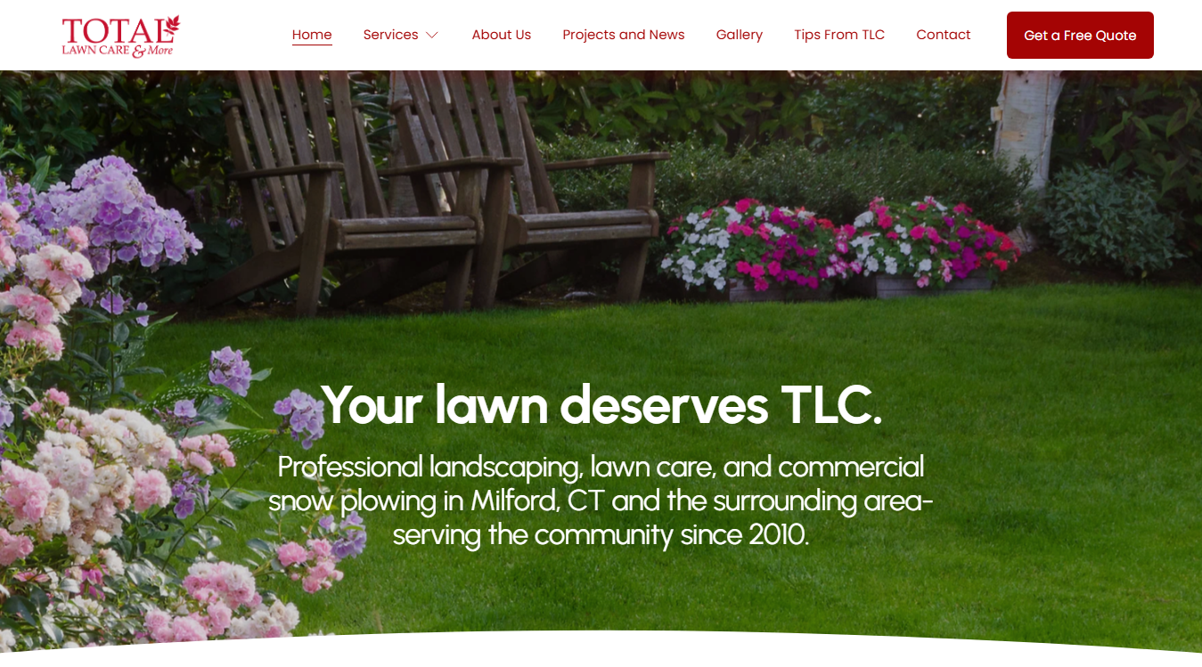 Website screenshot for Total Lawn Care & More