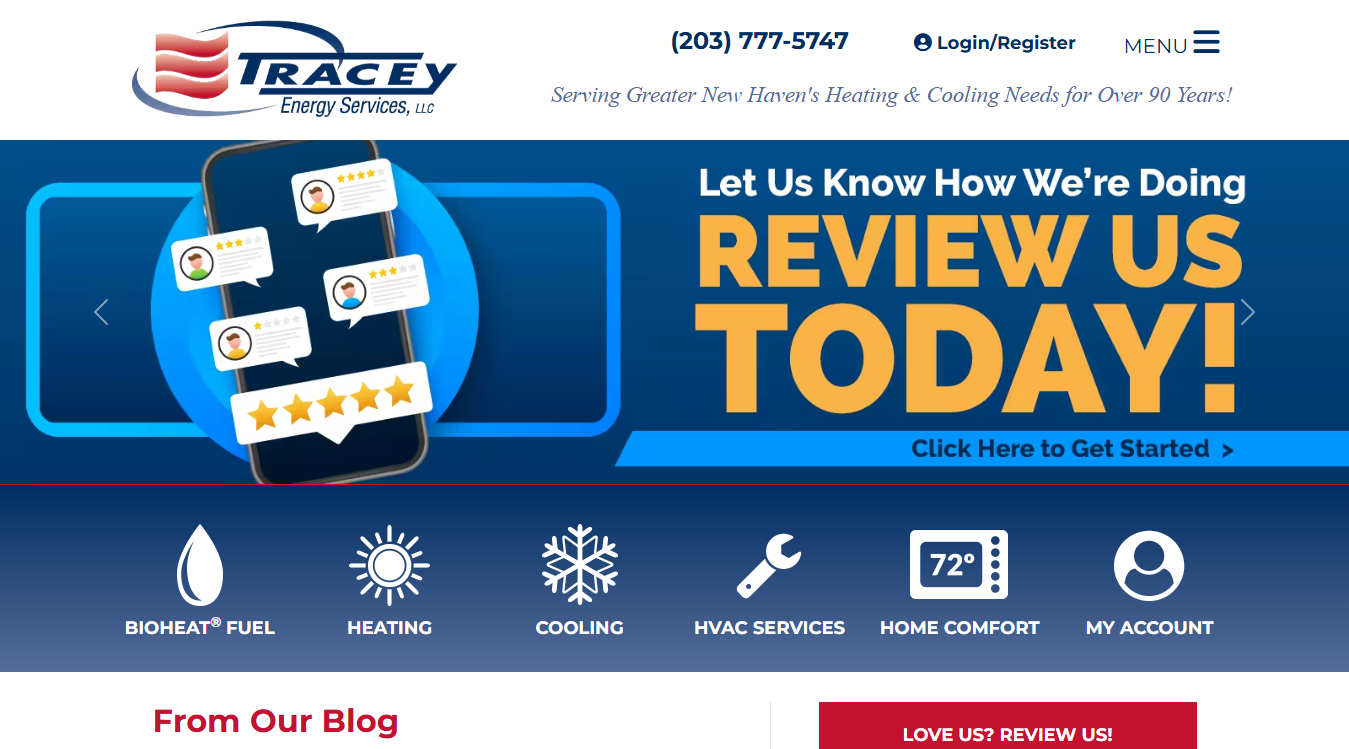 Website screenshot for Tracey Energy Services LLC