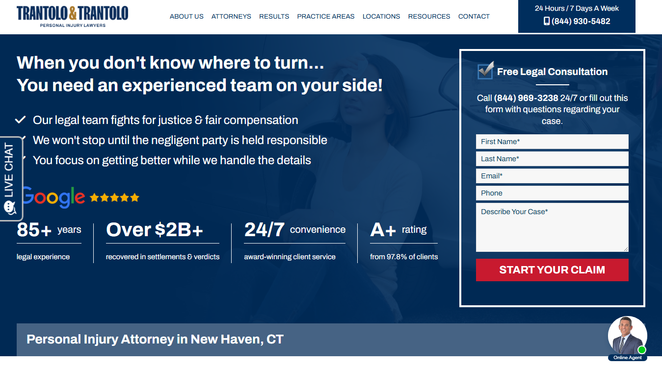Website screenshot for Trantolo & Trantolo