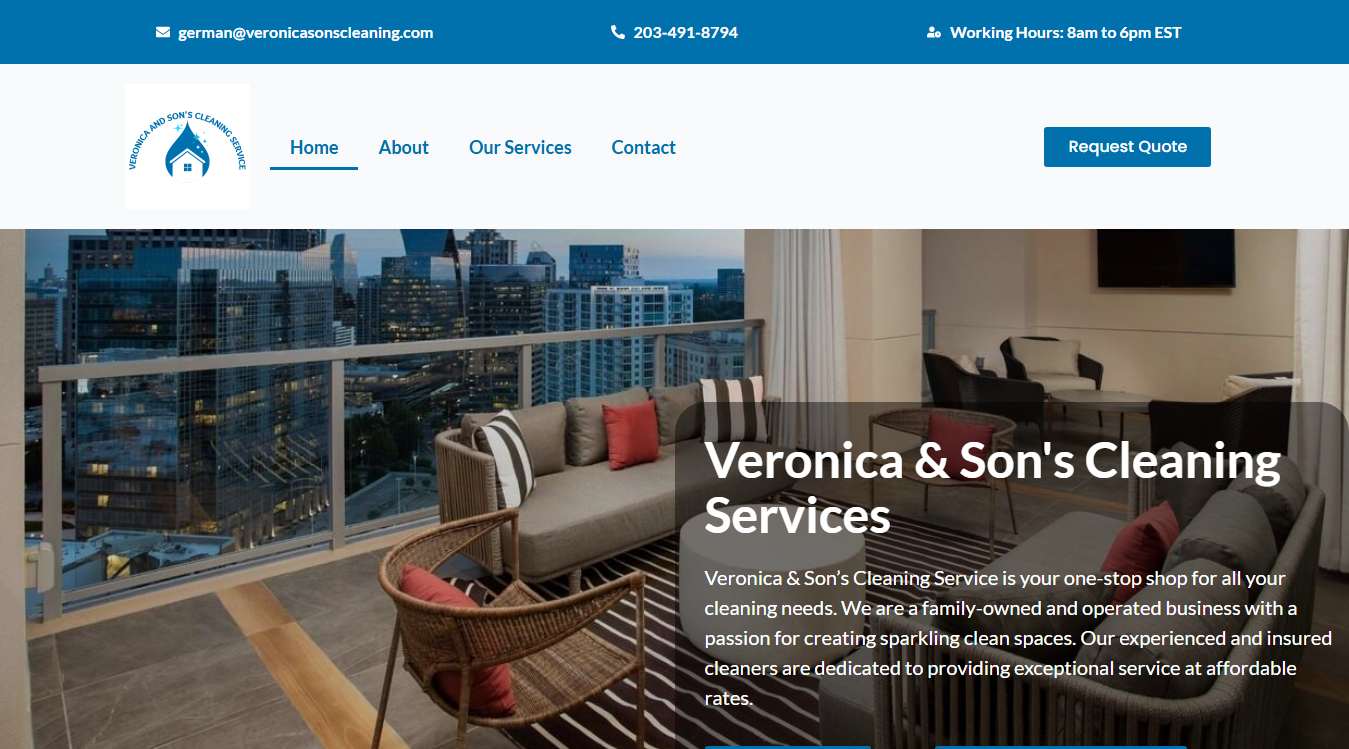 Website screenshot for Veronica and sons Cleaning Service
