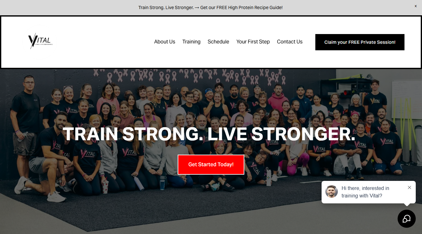Website screenshot for Vital Strength and Performance
