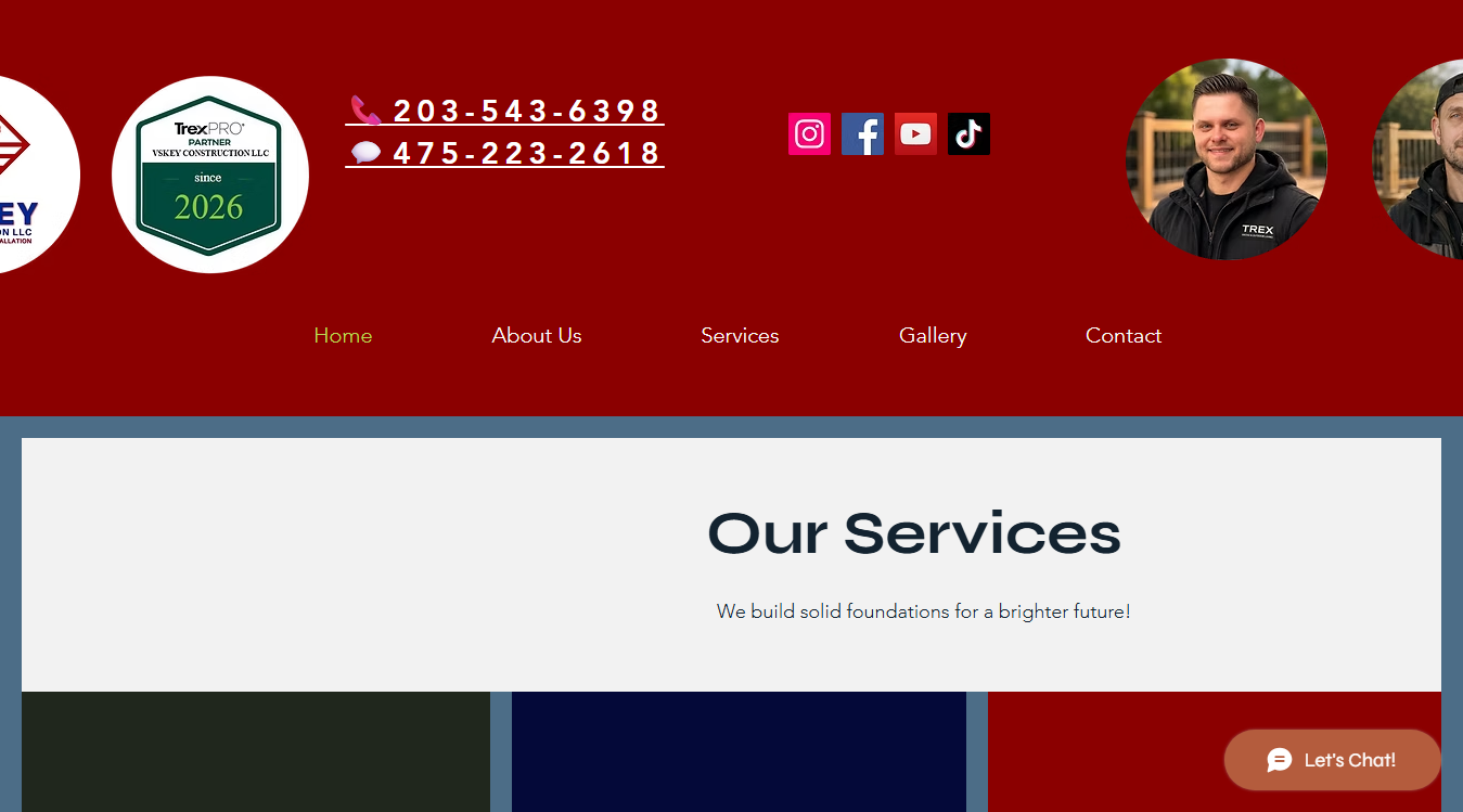 Website screenshot for Vskey Construction LLC