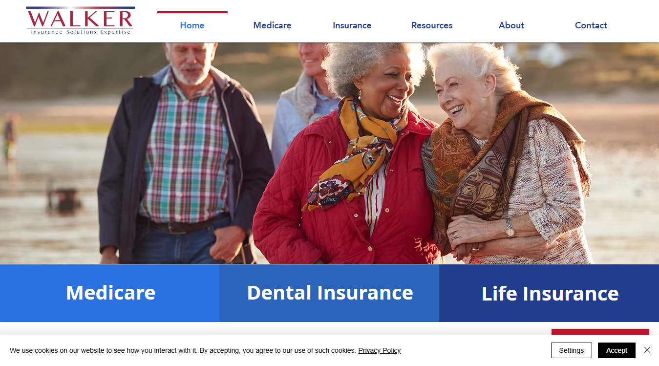 Website screenshot for Walker Insurance Solutions Expertise LLC