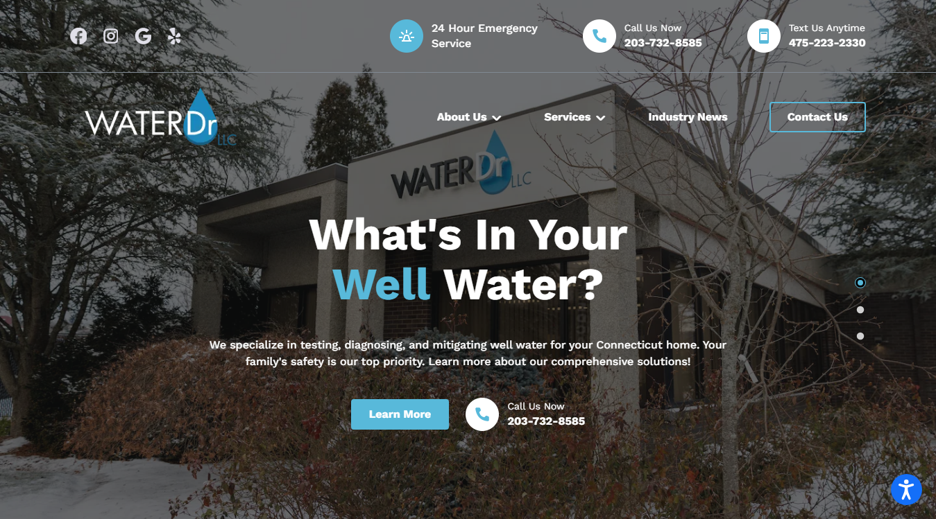 Website screenshot for Water Dr. LLC | Well Pump and Water Service Specialists