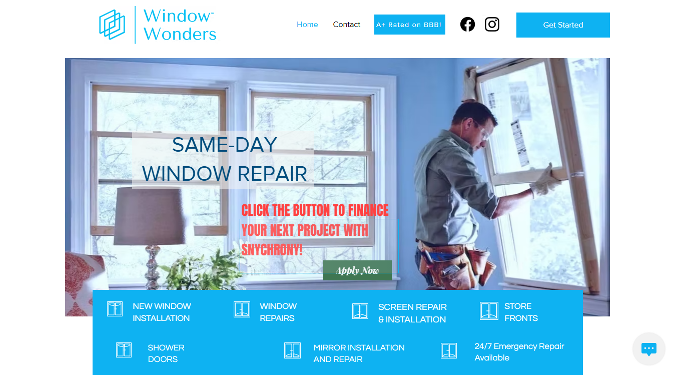 Website screenshot for Window Wonders