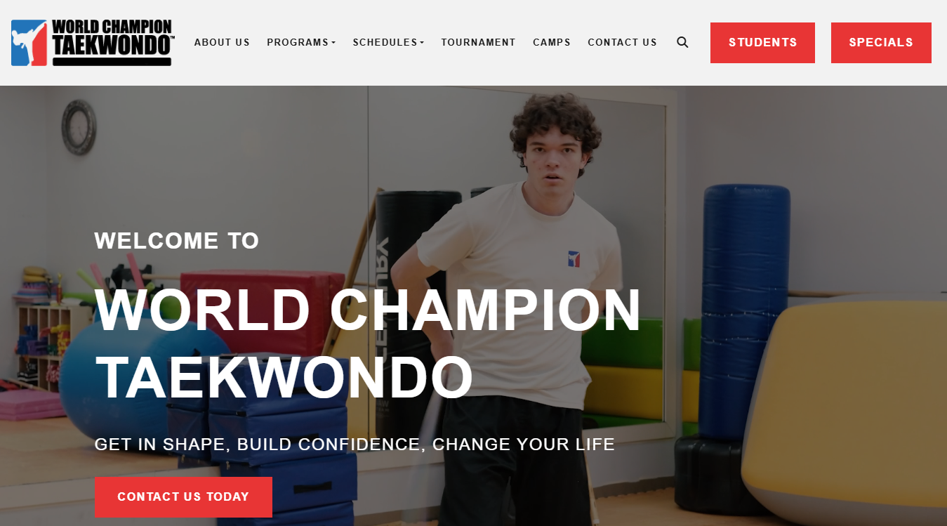 Website screenshot for World Champion Tae Kwon Do Amity