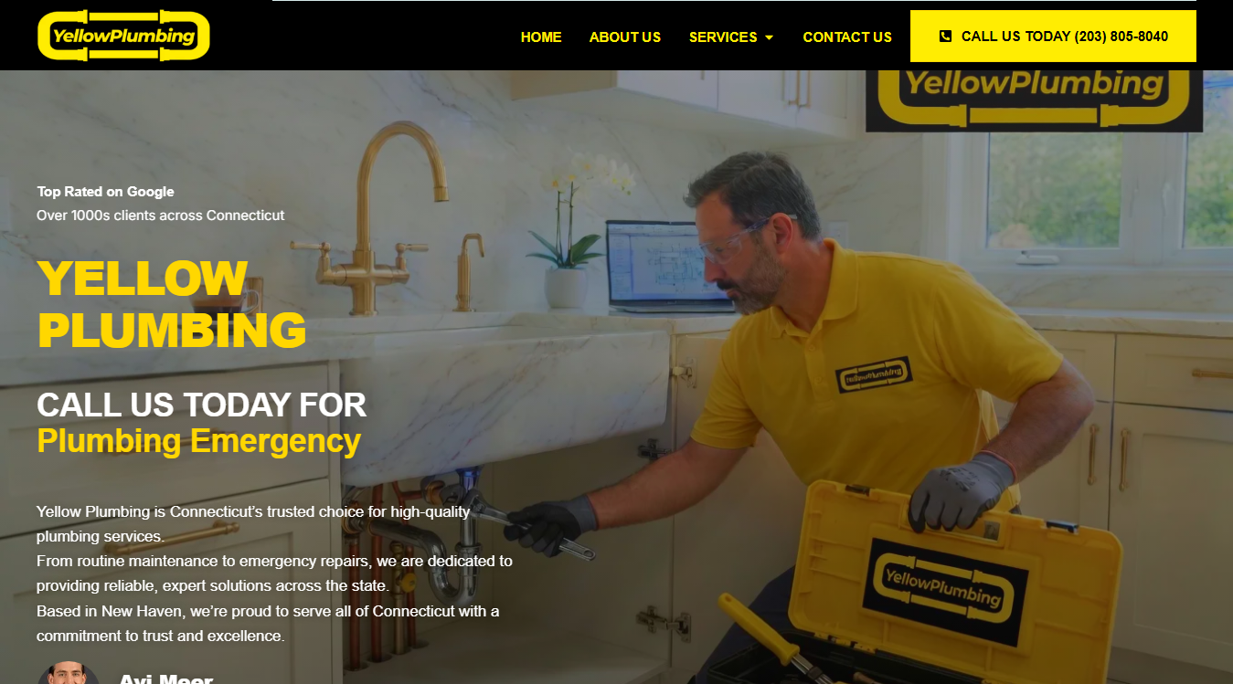Website screenshot for Yellow Plumbing LLC